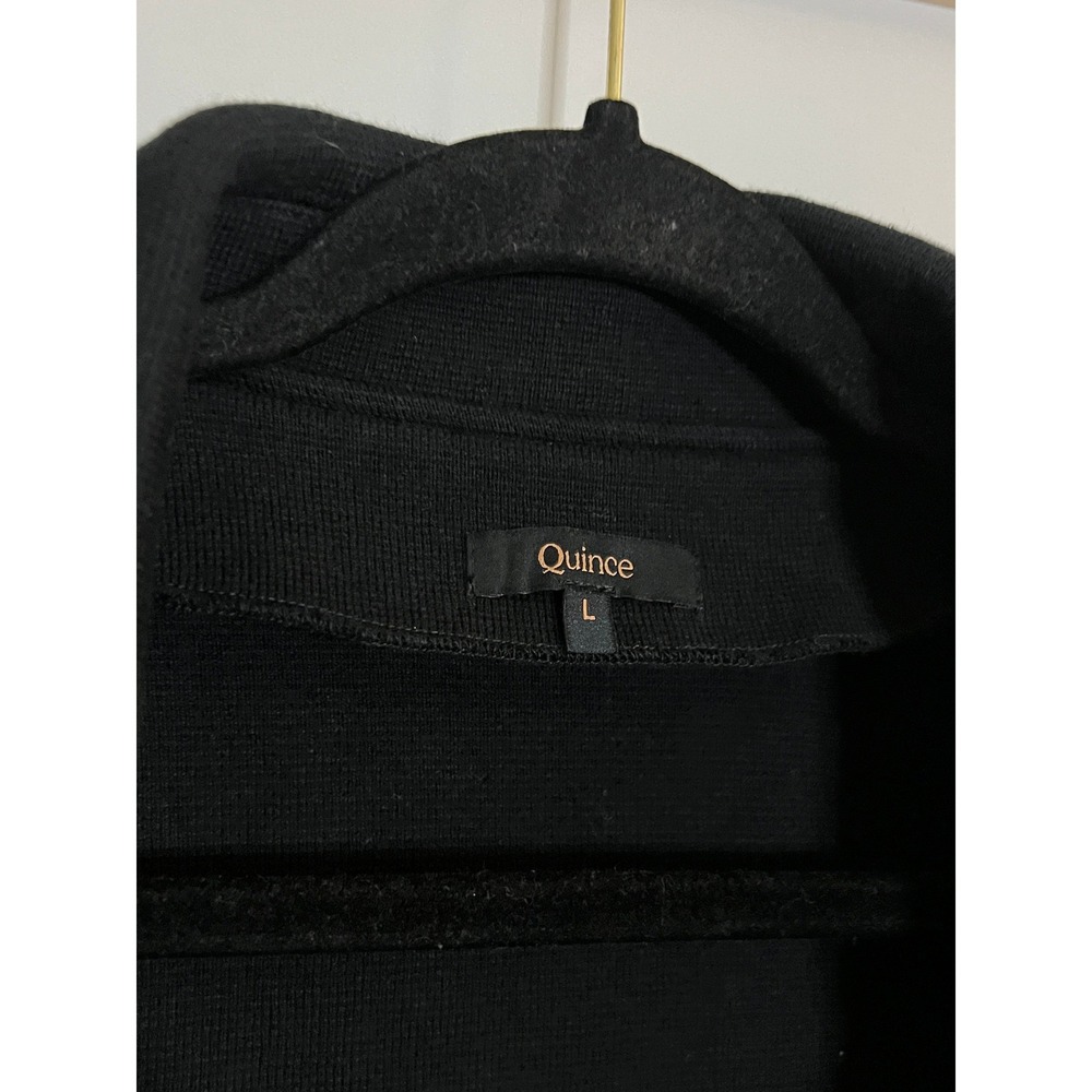 Quince Open Knit Cardigan Sweater Blazer Black Organic Cotton Women Size Large - Picture 2 of 6